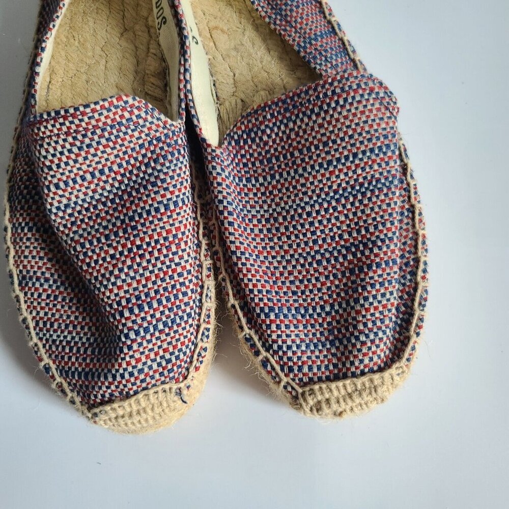 Soludos Union Jack Red Blue Tan Platform Espadrilles, fabrics, Women's size 7 - Picture 4 of 6